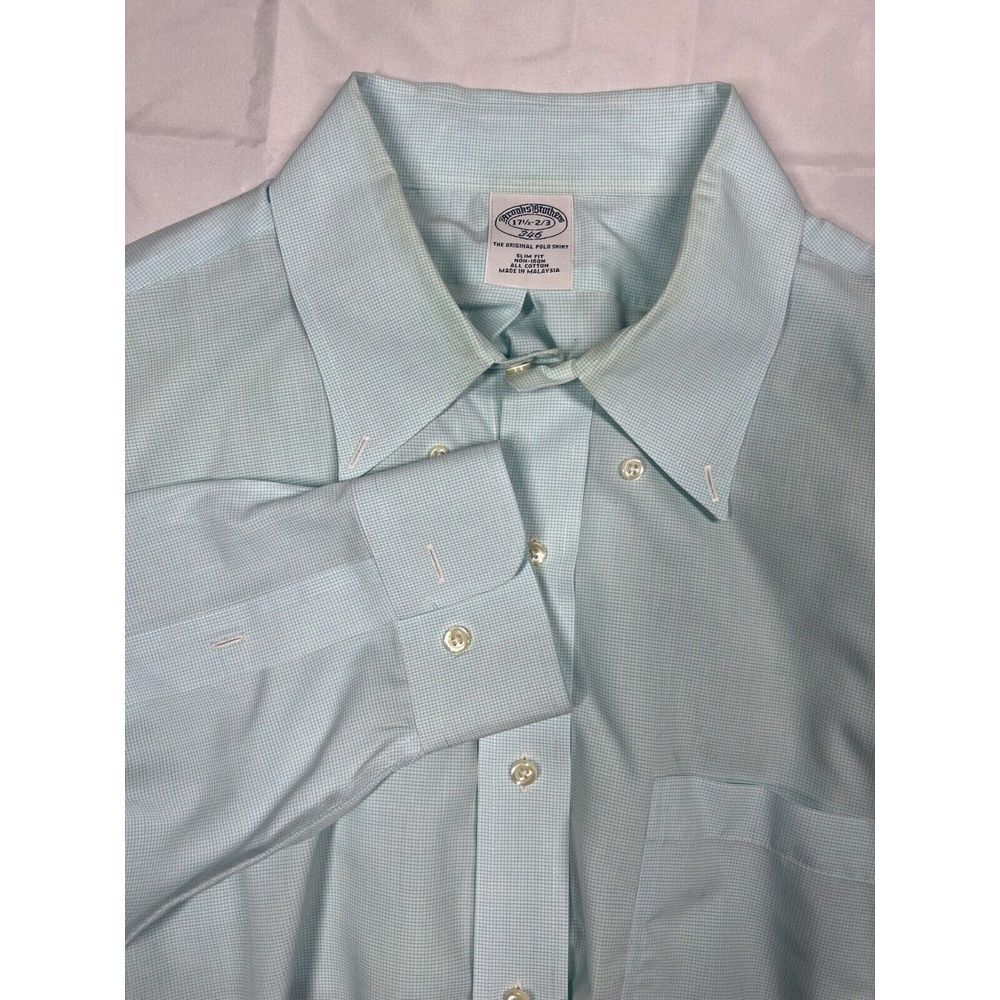 Brooks Brothers 346 blue button down Shirt Adult 17.5 / 2/3 Long Sleeve Mens